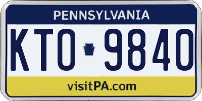 PA license plate KTO9840
