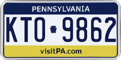 PA license plate KTO9862