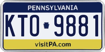 PA license plate KTO9881