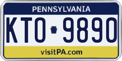 PA license plate KTO9890