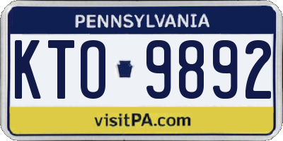 PA license plate KTO9892