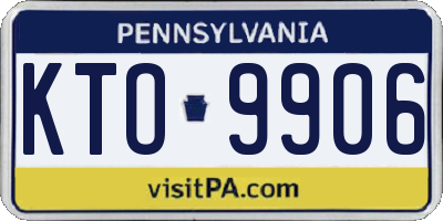 PA license plate KTO9906
