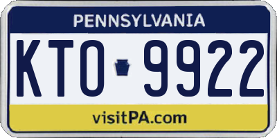 PA license plate KTO9922