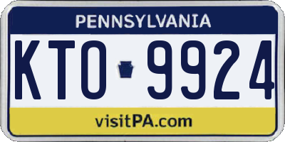 PA license plate KTO9924