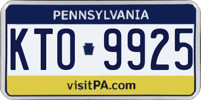 PA license plate KTO9925