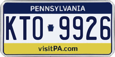 PA license plate KTO9926
