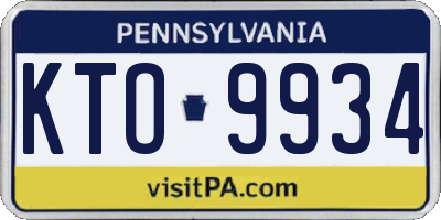 PA license plate KTO9934
