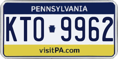 PA license plate KTO9962