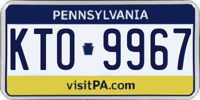 PA license plate KTO9967