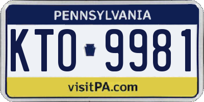 PA license plate KTO9981