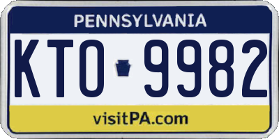 PA license plate KTO9982