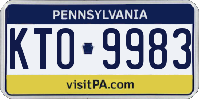 PA license plate KTO9983
