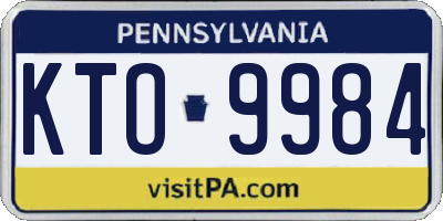 PA license plate KTO9984