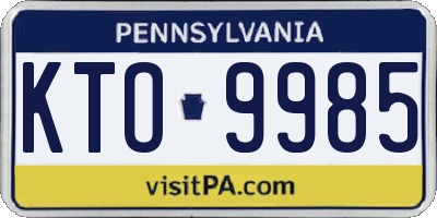 PA license plate KTO9985
