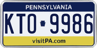 PA license plate KTO9986