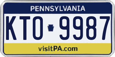 PA license plate KTO9987