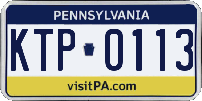 PA license plate KTP0113