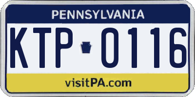 PA license plate KTP0116
