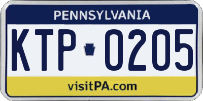 PA license plate KTP0205