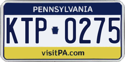 PA license plate KTP0275