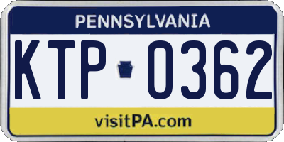 PA license plate KTP0362
