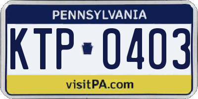 PA license plate KTP0403
