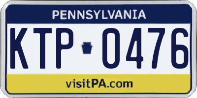 PA license plate KTP0476