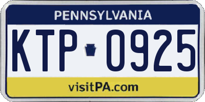 PA license plate KTP0925