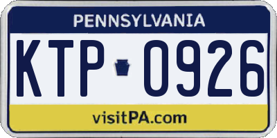 PA license plate KTP0926
