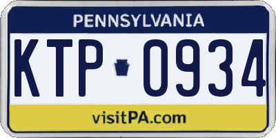 PA license plate KTP0934