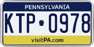 PA license plate KTP0978