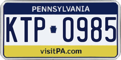 PA license plate KTP0985