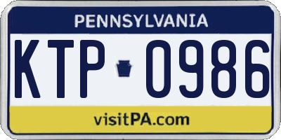 PA license plate KTP0986