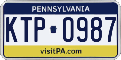 PA license plate KTP0987