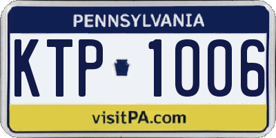 PA license plate KTP1006