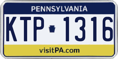 PA license plate KTP1316
