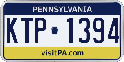 PA license plate KTP1394