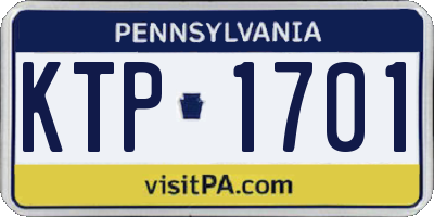 PA license plate KTP1701