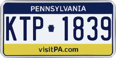 PA license plate KTP1839