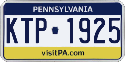 PA license plate KTP1925
