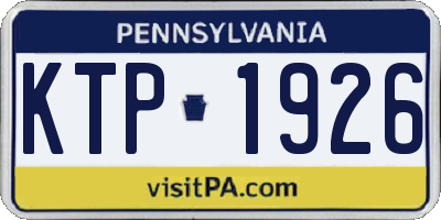 PA license plate KTP1926