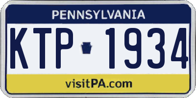 PA license plate KTP1934
