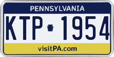 PA license plate KTP1954