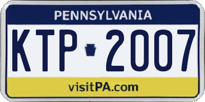 PA license plate KTP2007