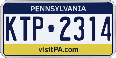 PA license plate KTP2314