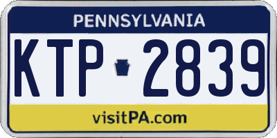 PA license plate KTP2839
