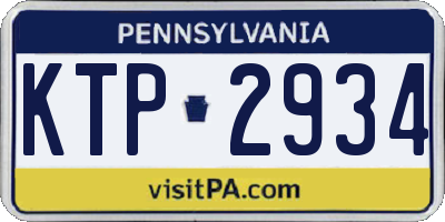 PA license plate KTP2934