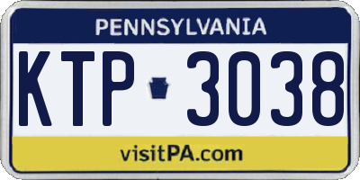 PA license plate KTP3038