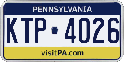 PA license plate KTP4026