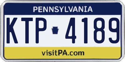 PA license plate KTP4189